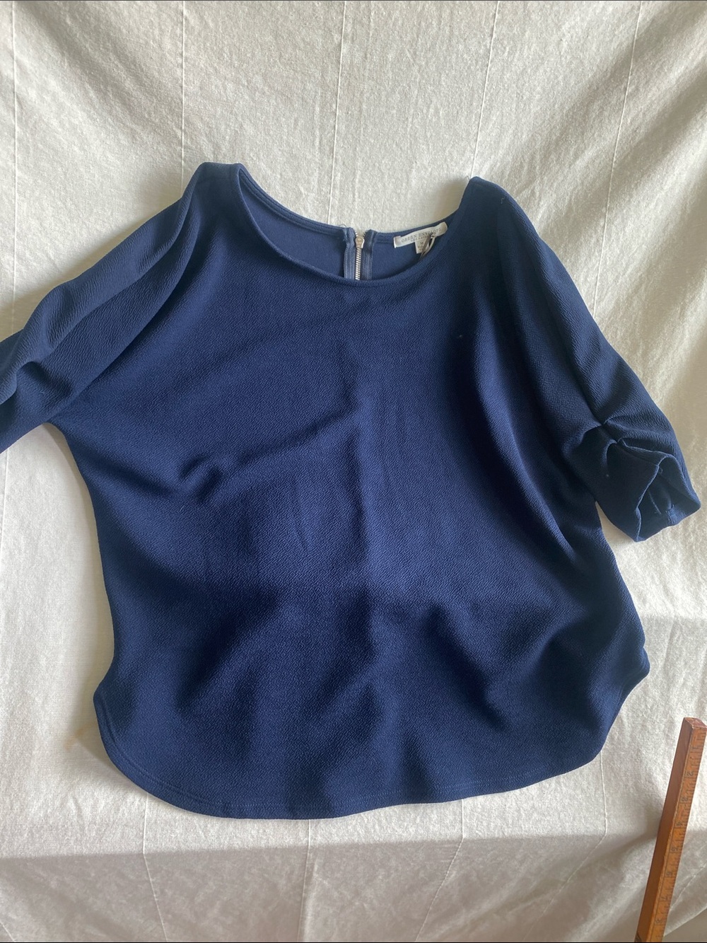 Green Envelope Navy Blue Top